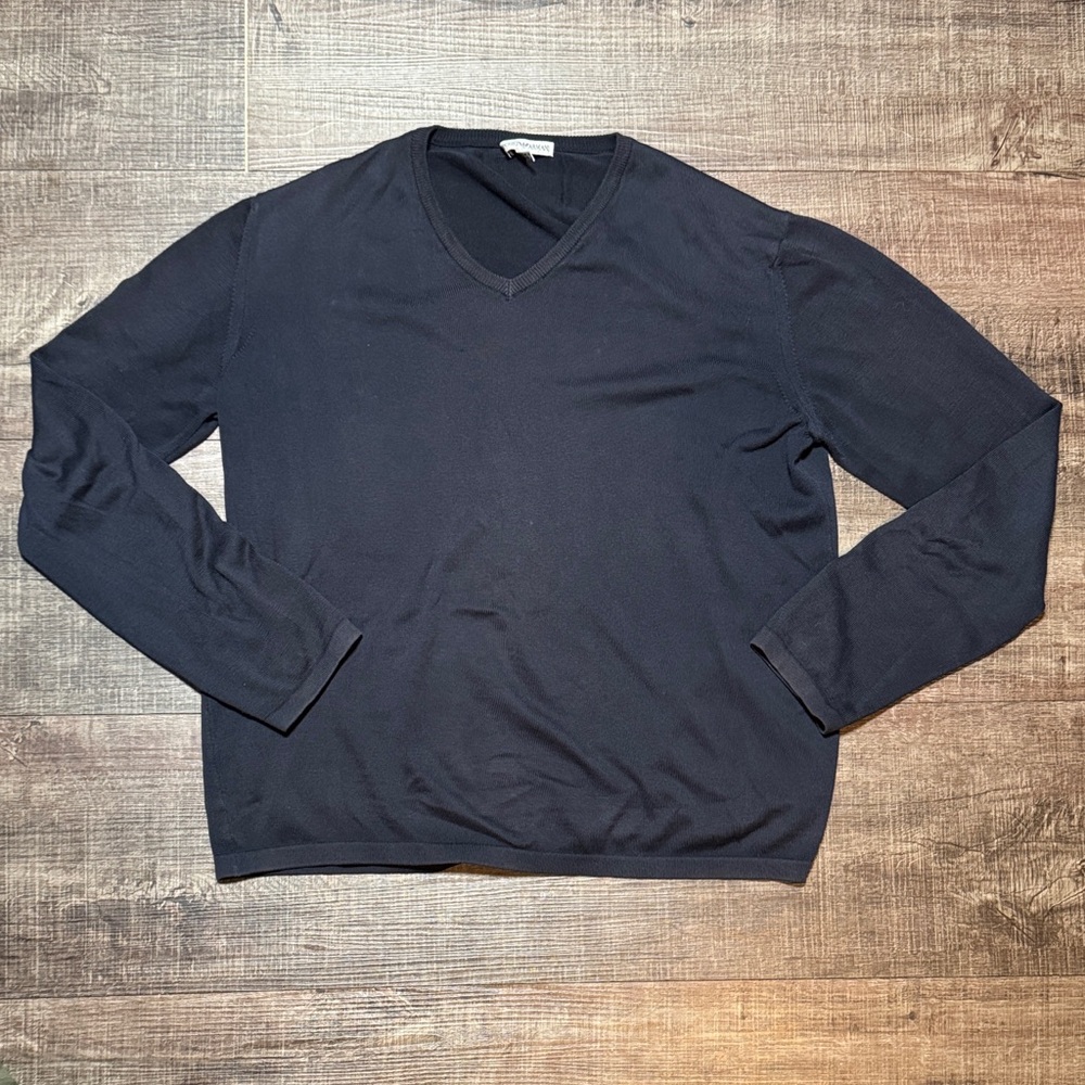 Emporio Armani Navy V-Neck Sweater